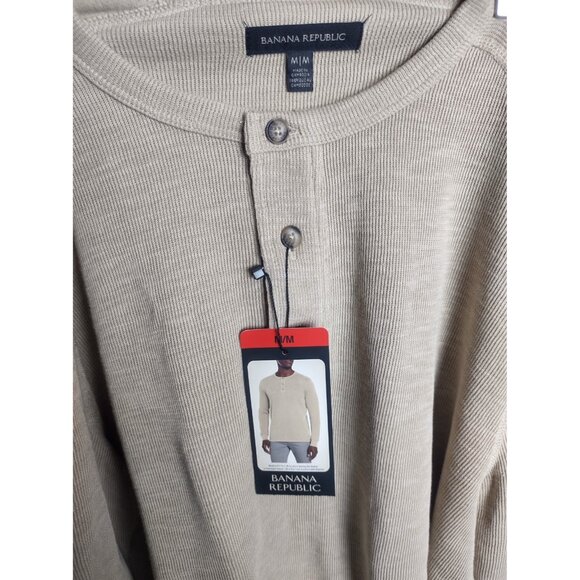 Banana Republic Men’s Beige Long Sleeve Henley Shirt Knit Casual NWT - Picture 11 of 11